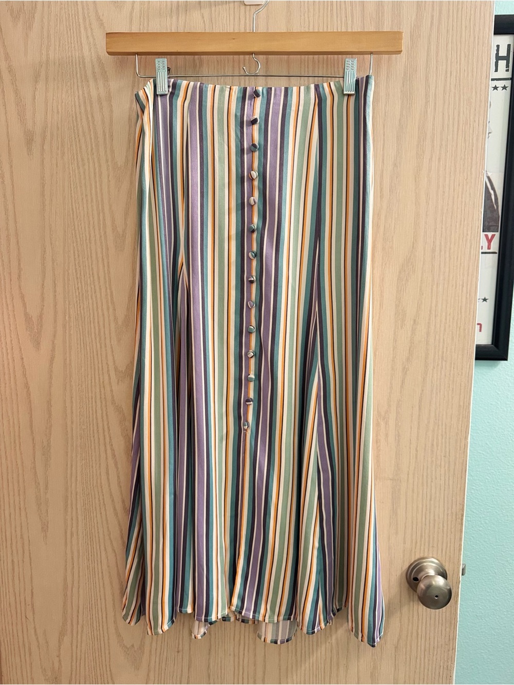 Maeve Striped Button-Front Maxi Skirt in Multicolor